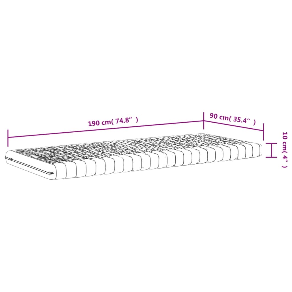 Schuimmatras 7 zones hardheid 20 ILD 90x190 cm wit