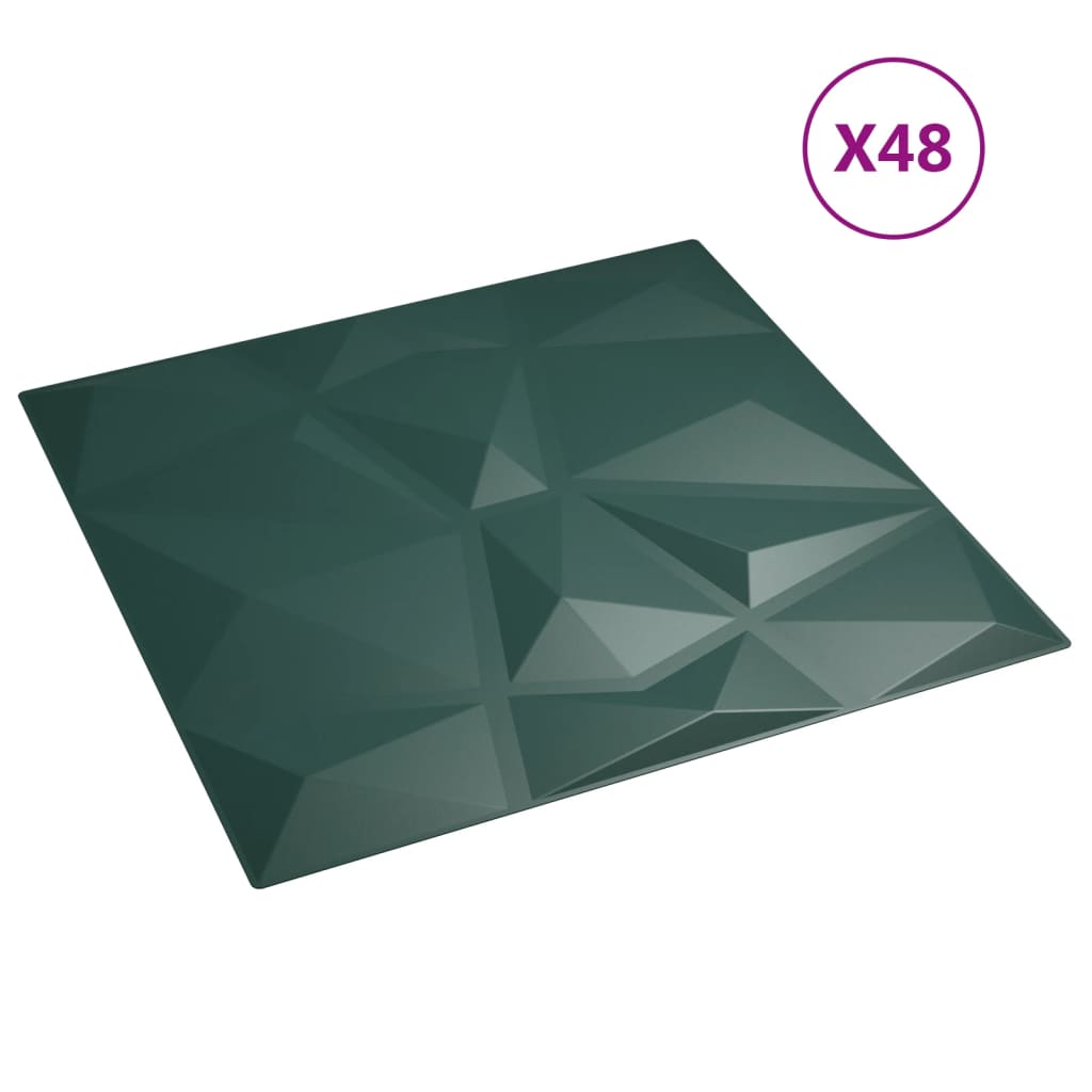 48 st Wandpanelen diamant 12 m² 50x50 cm XPS groen