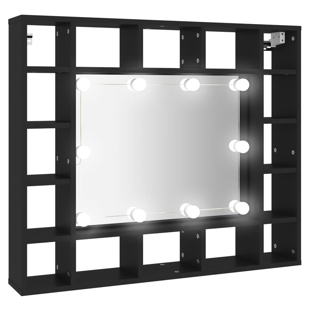 Spiegelkast met LED-verlichting 91x15x76,5 cm zwart