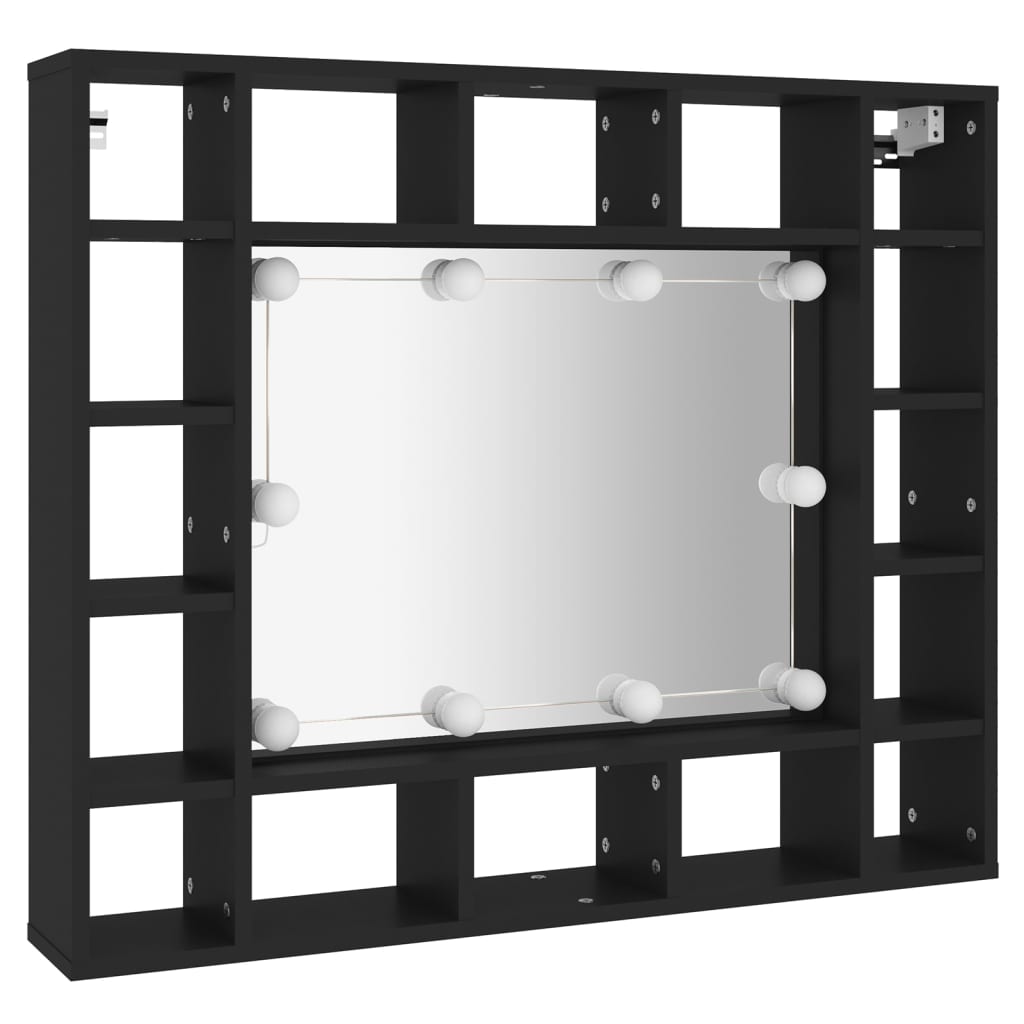 Spiegelkast met LED-verlichting 91x15x76,5 cm zwart