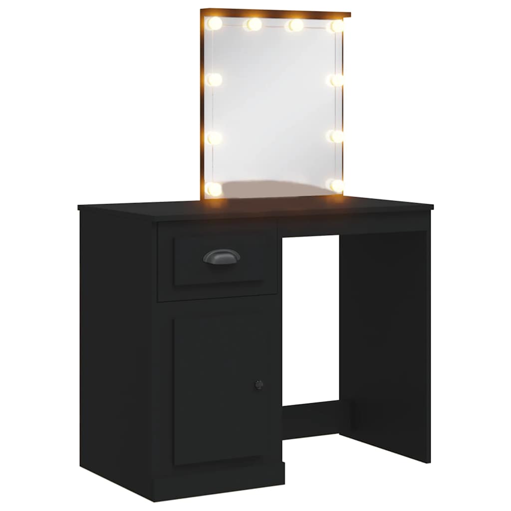 Kaptafel met LED-verlichting 90x42x132,5 cm zwart