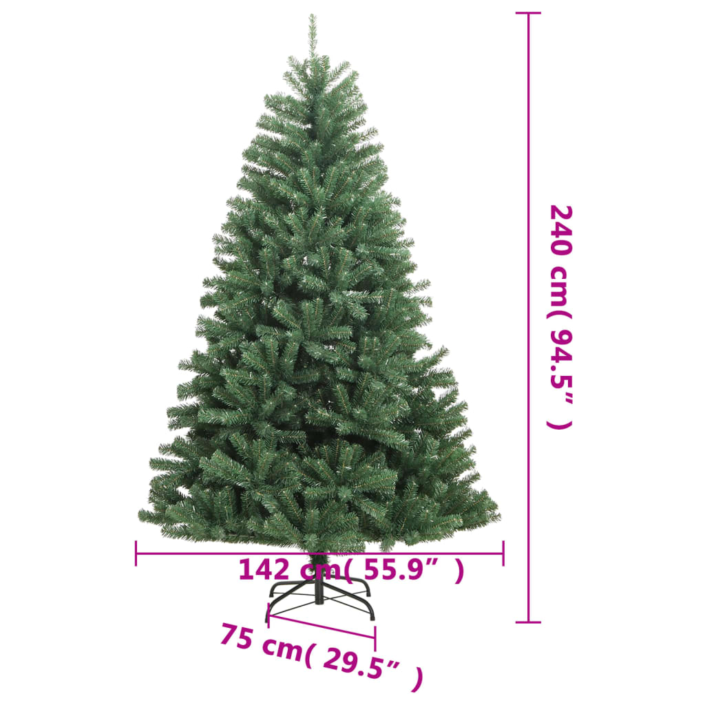Kunstkerstboom met scharnieren en standaard 240 cm groen