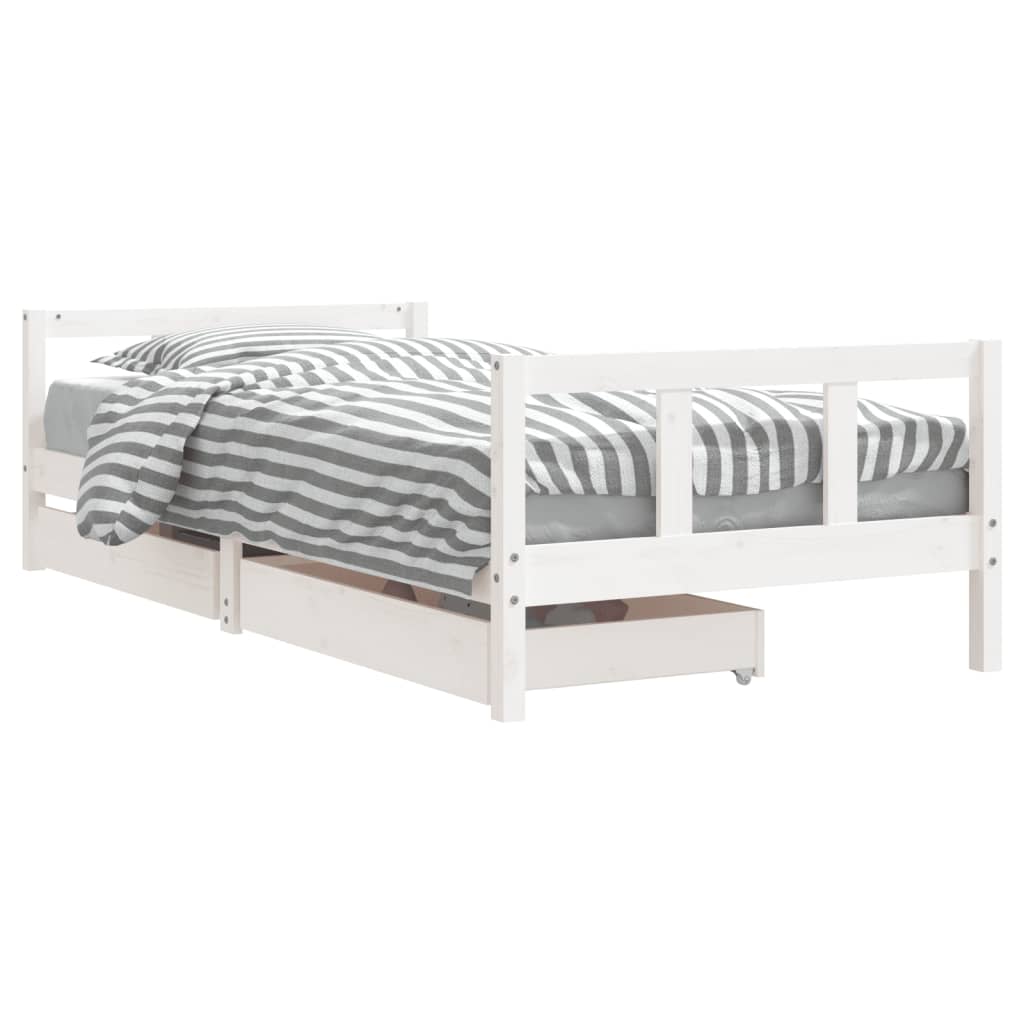 Kinderbedframe 90X200 Cm Massief Grenenhout Wit 90 x 200 cm