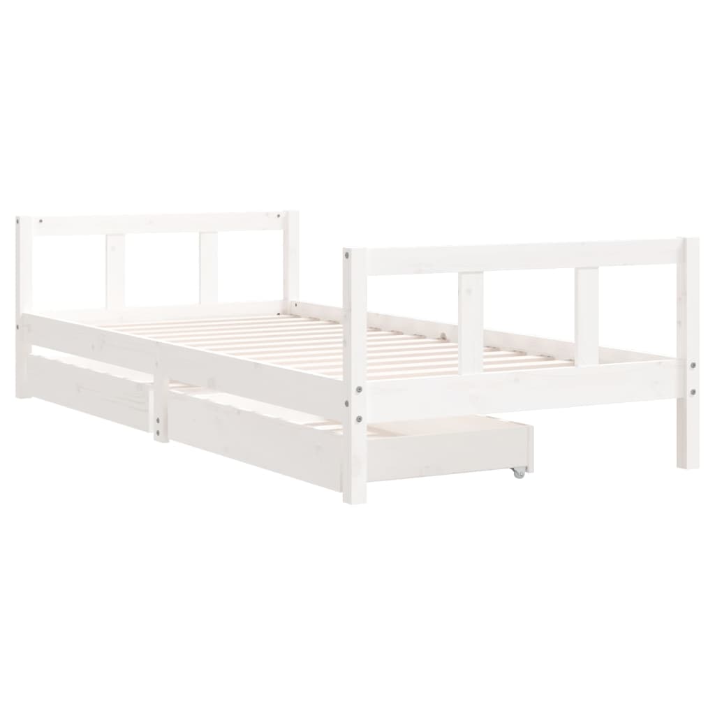 Kinderbedframe 90X200 Cm Massief Grenenhout Wit 90 x 200 cm