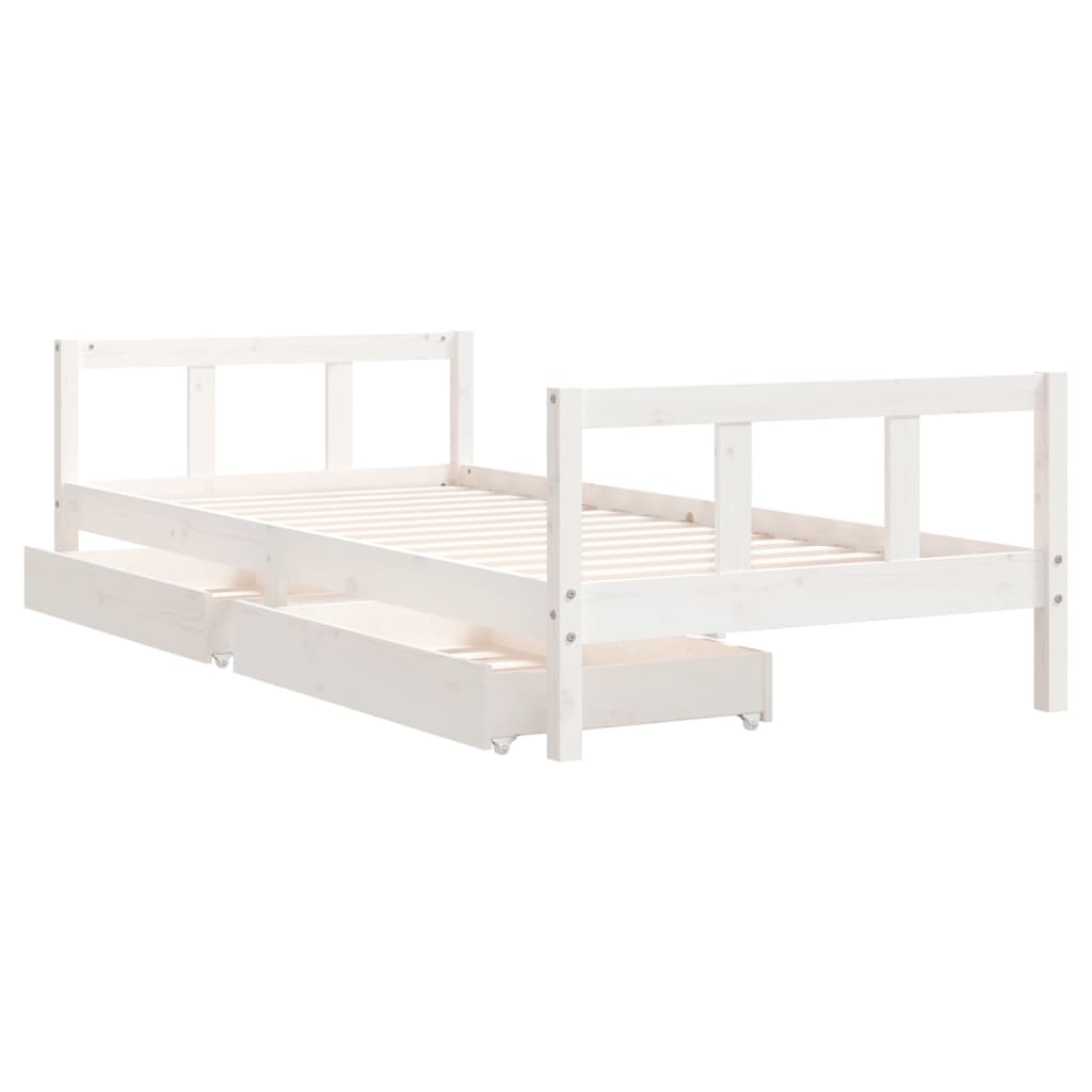 Kinderbedframe 90X200 Cm Massief Grenenhout Wit 90 x 200 cm