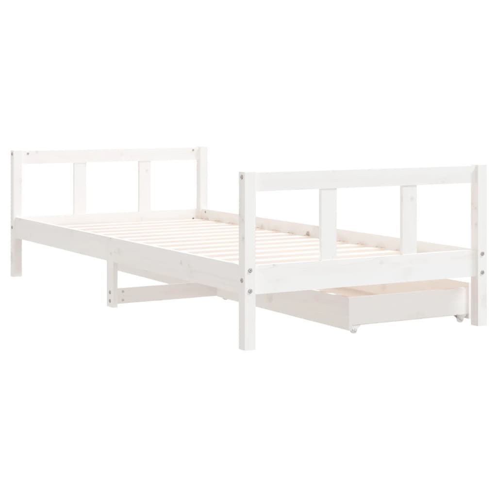 Kinderbedframe 90X200 Cm Massief Grenenhout Wit 90 x 200 cm