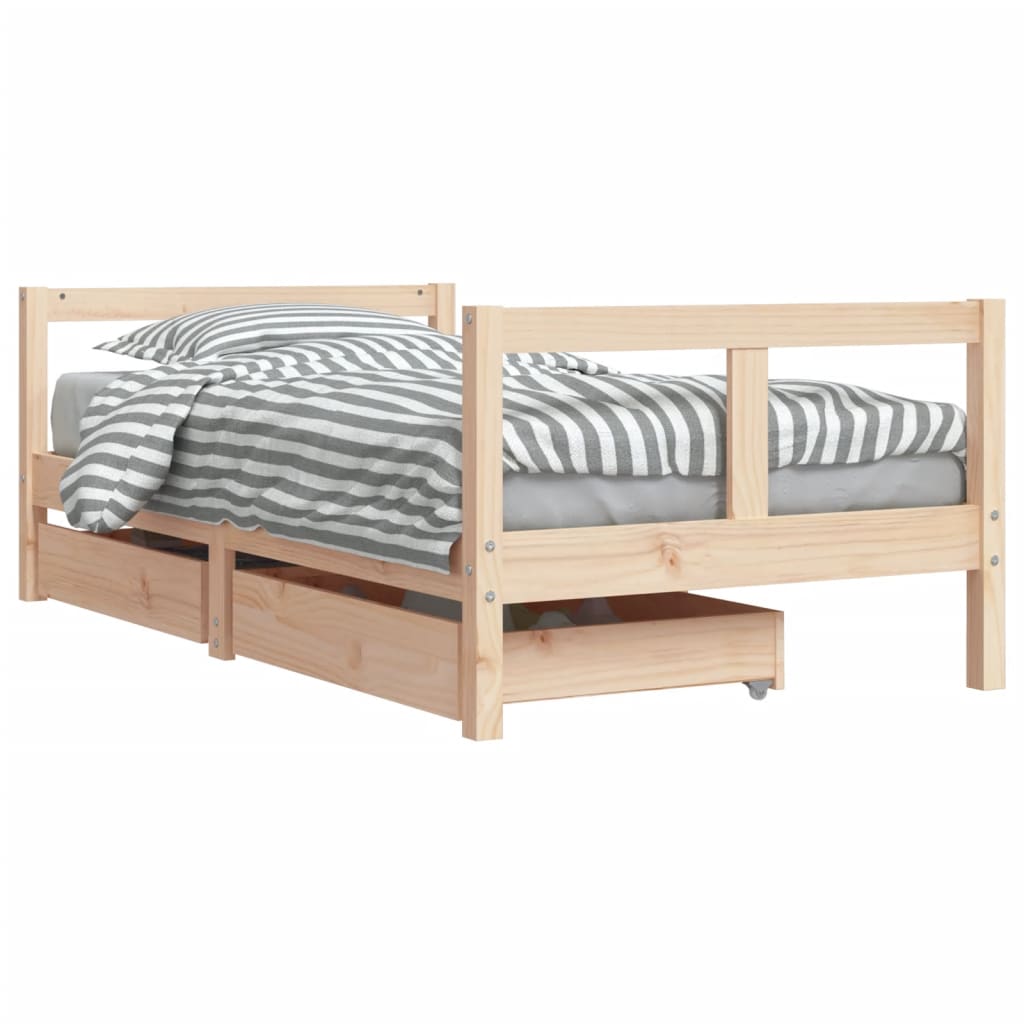 Kinderbedframe met lades 80x160 cm massief grenenhout