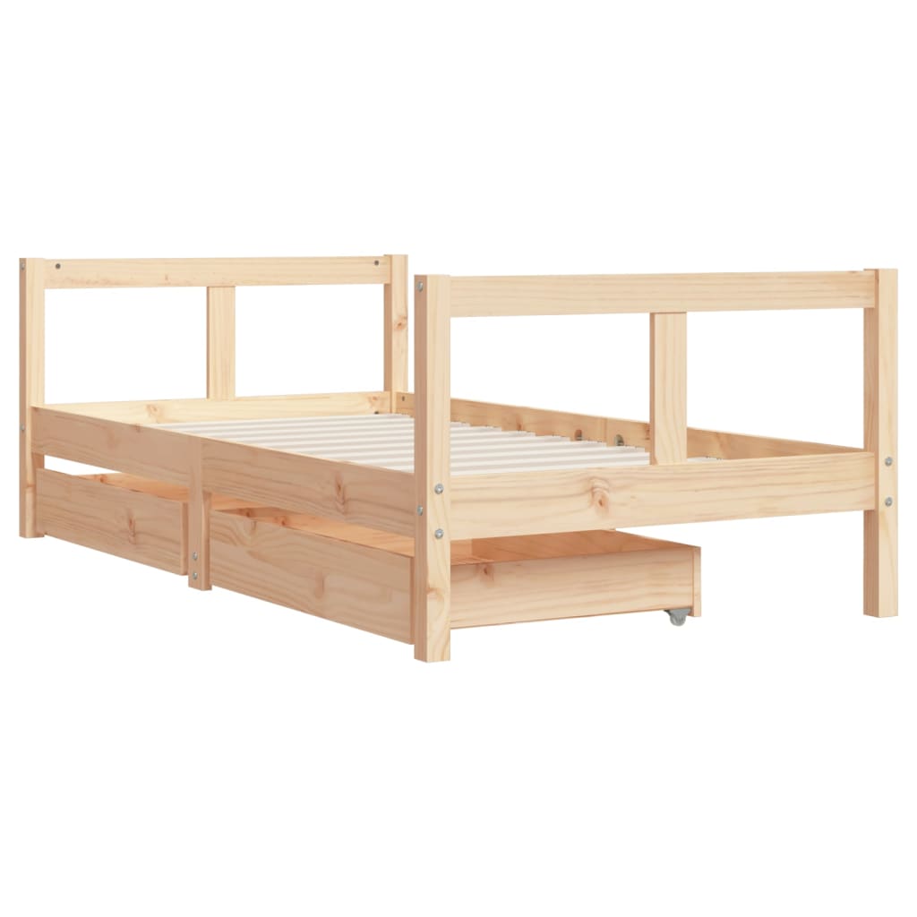 Kinderbedframe met lades 80x160 cm massief grenenhout