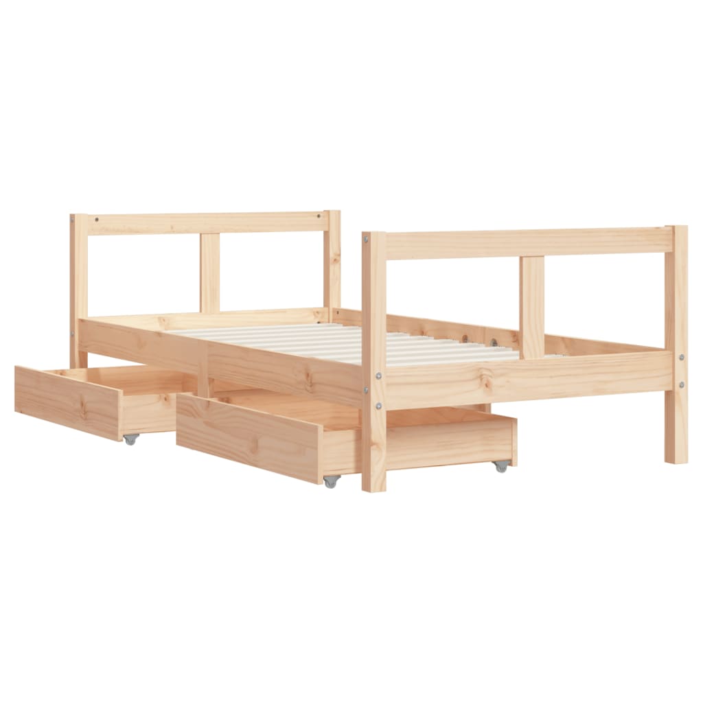 Kinderbedframe met lades 80x160 cm massief grenenhout