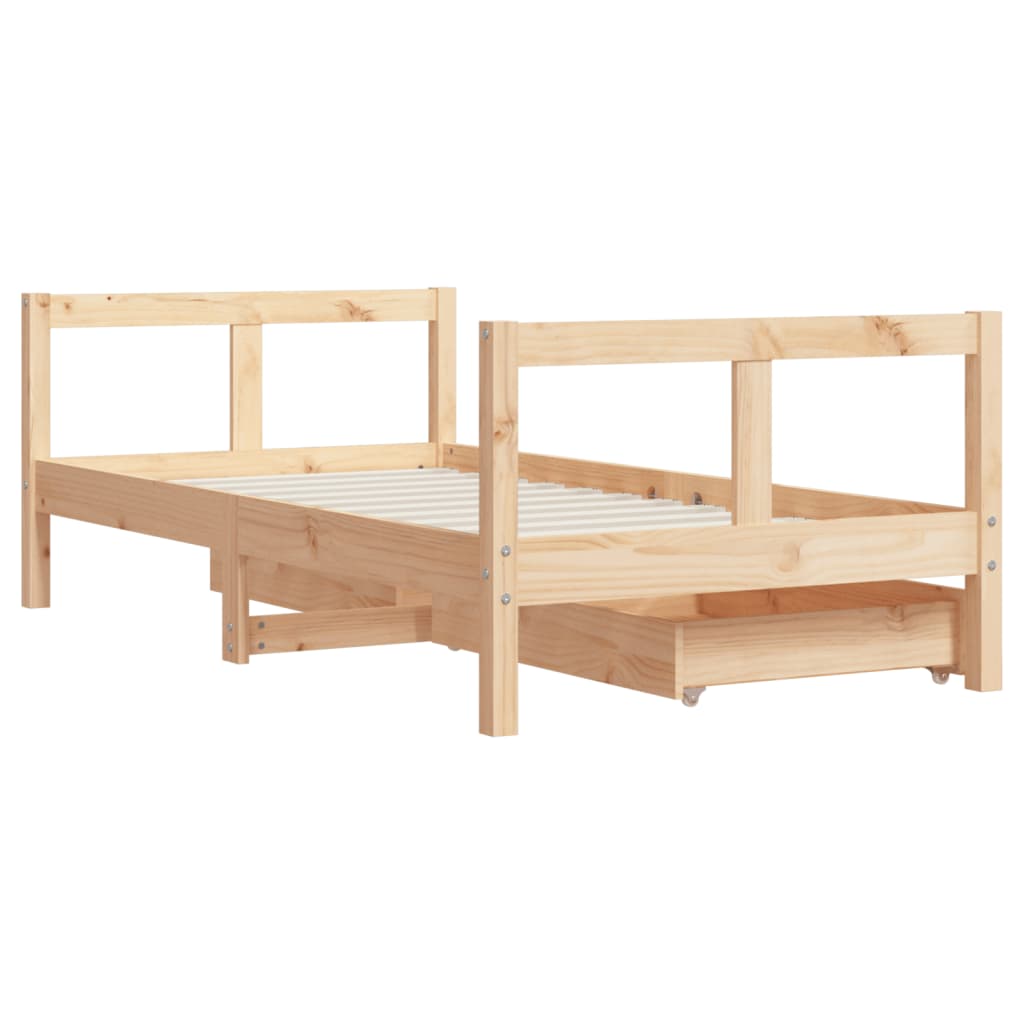Kinderbedframe met lades 80x160 cm massief grenenhout