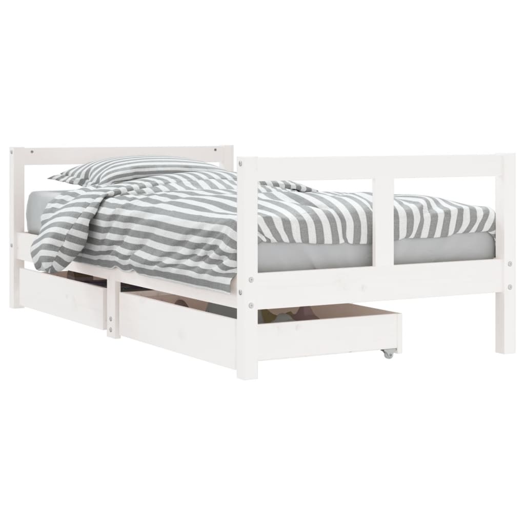 Kinderbedframe Met Lades 80X160 Cm Massief Grenenhout Wit 80 x 160 cm