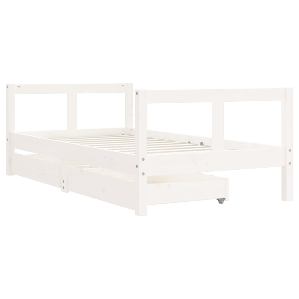 Kinderbedframe Met Lades 80X160 Cm Massief Grenenhout Wit 80 x 160 cm