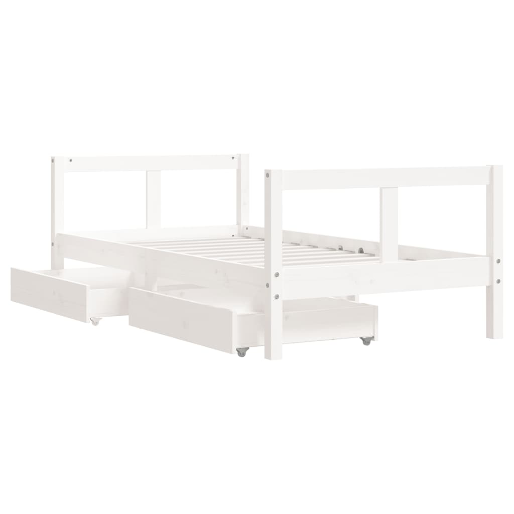 Kinderbedframe Met Lades 80X160 Cm Massief Grenenhout Wit 80 x 160 cm