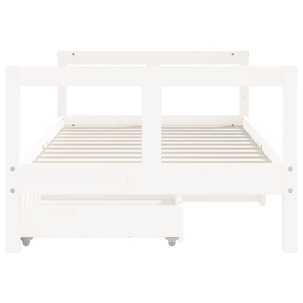 Kinderbedframe Met Lades 80X160 Cm Massief Grenenhout Wit 80 x 160 cm