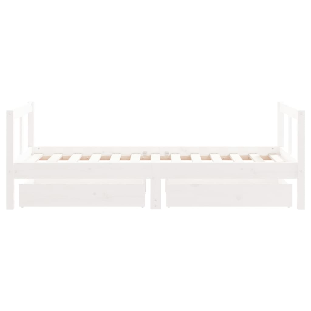 Kinderbedframe Met Lades 80X160 Cm Massief Grenenhout Wit 80 x 160 cm