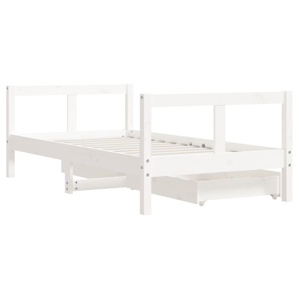 Kinderbedframe Met Lades 80X160 Cm Massief Grenenhout Wit 80 x 160 cm