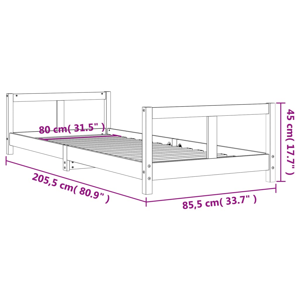 Kinderbedframe 80X200 Cm Massief Grenenhout 80 x 200 cm Naturel