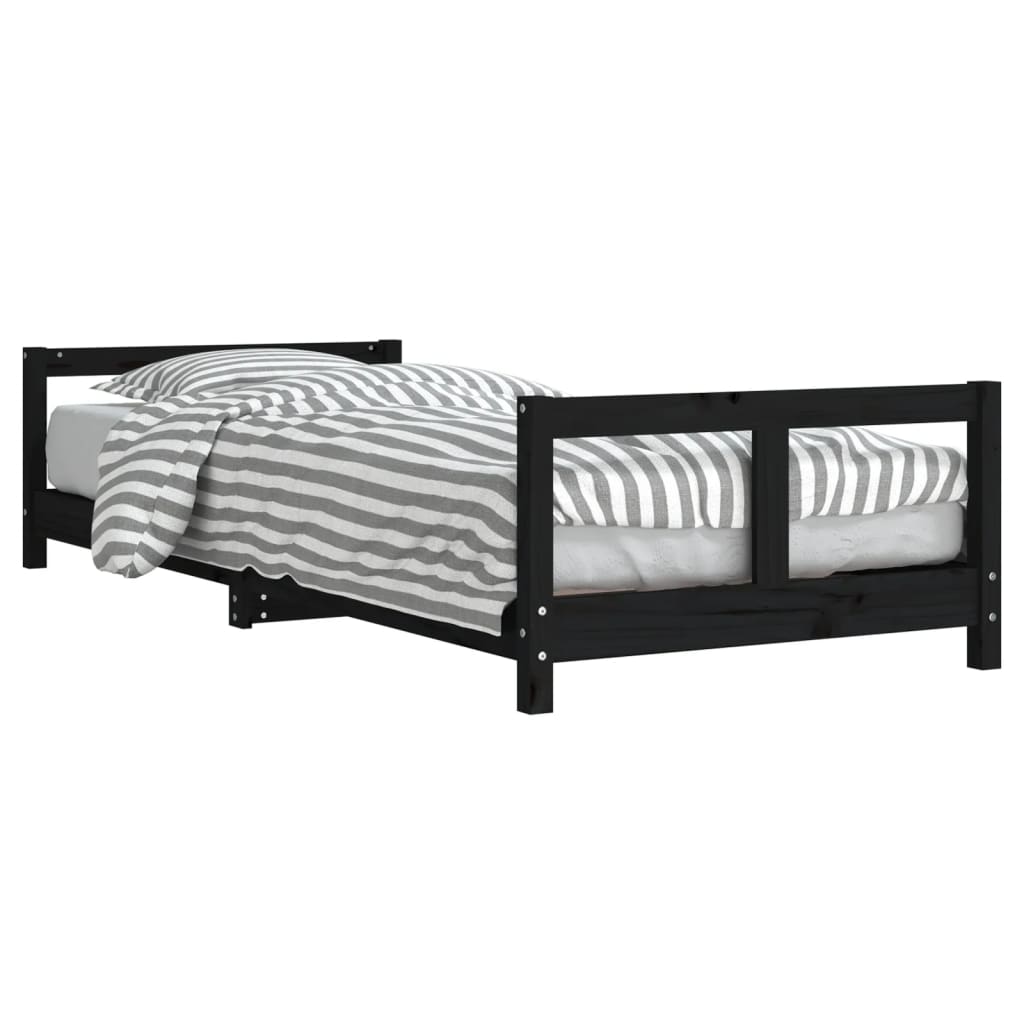 Kinderbedframe 80X200 Cm Massief Grenenhout Zwart 80 x 200 cm