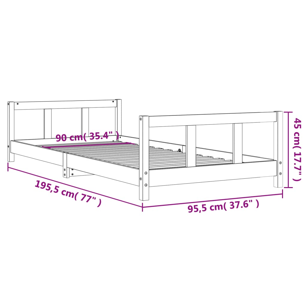 Kinderbedframe 90x190 cm massief grenenhout