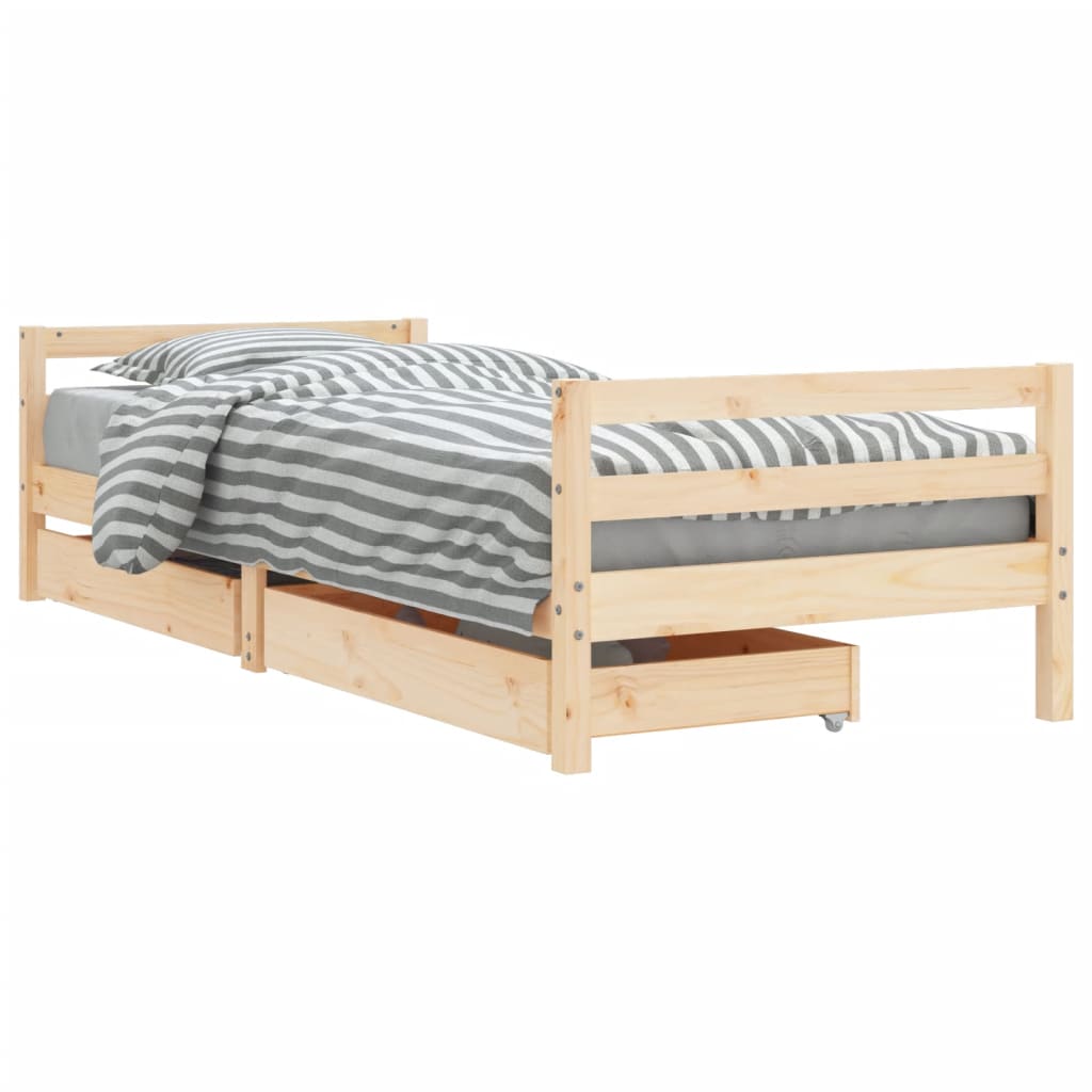 Kinderbedframe Met Lades 90X200 Cm Massief Grenenhout 90 x 200 cm Naturel