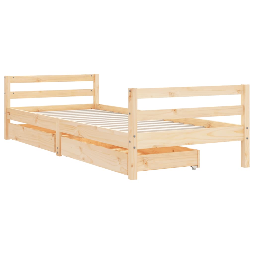 Kinderbedframe Met Lades 90X200 Cm Massief Grenenhout 90 x 200 cm Naturel