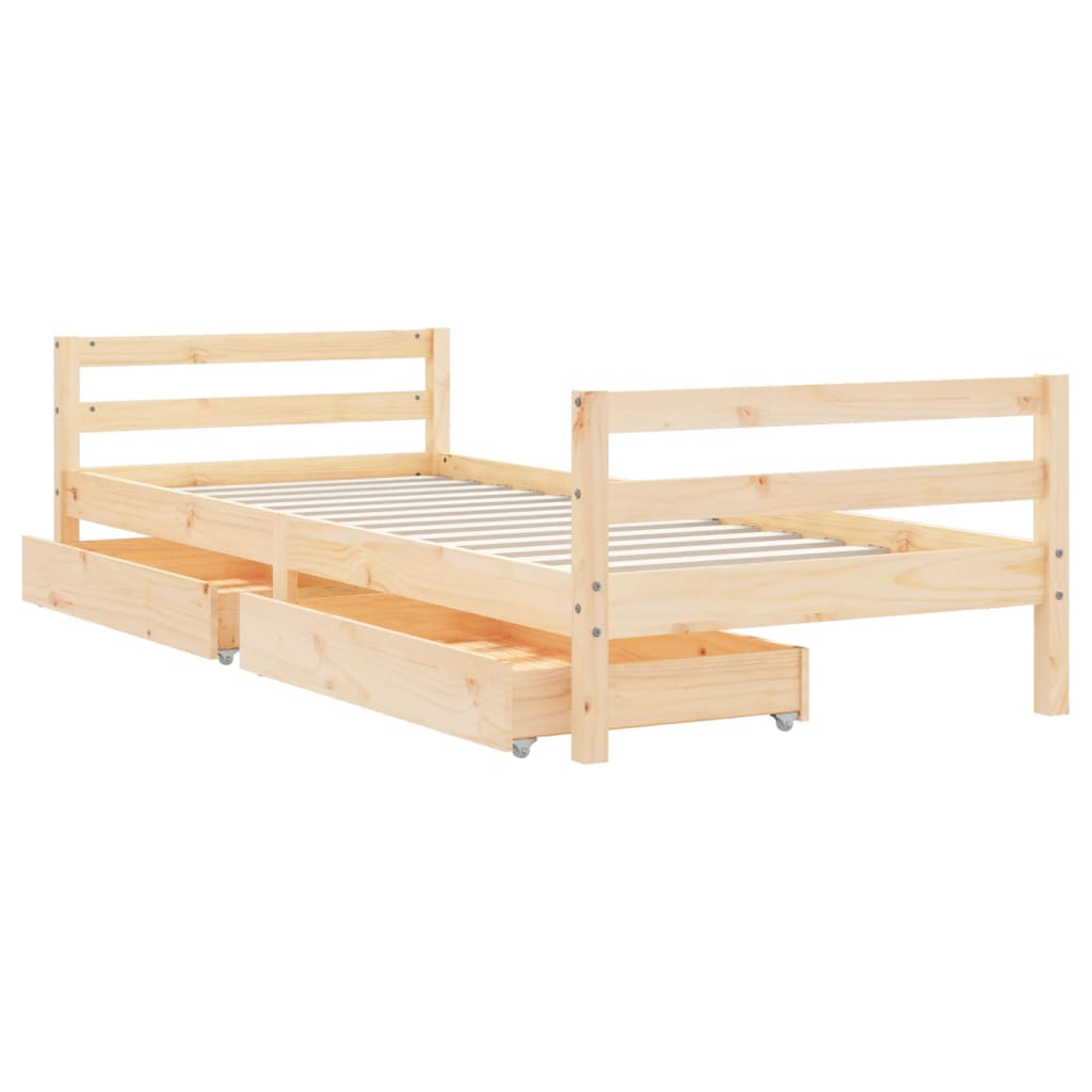 Kinderbedframe Met Lades 90X200 Cm Massief Grenenhout 90 x 200 cm Naturel