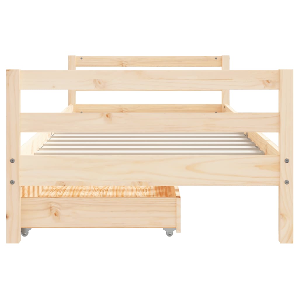 Kinderbedframe Met Lades 90X200 Cm Massief Grenenhout 90 x 200 cm Naturel