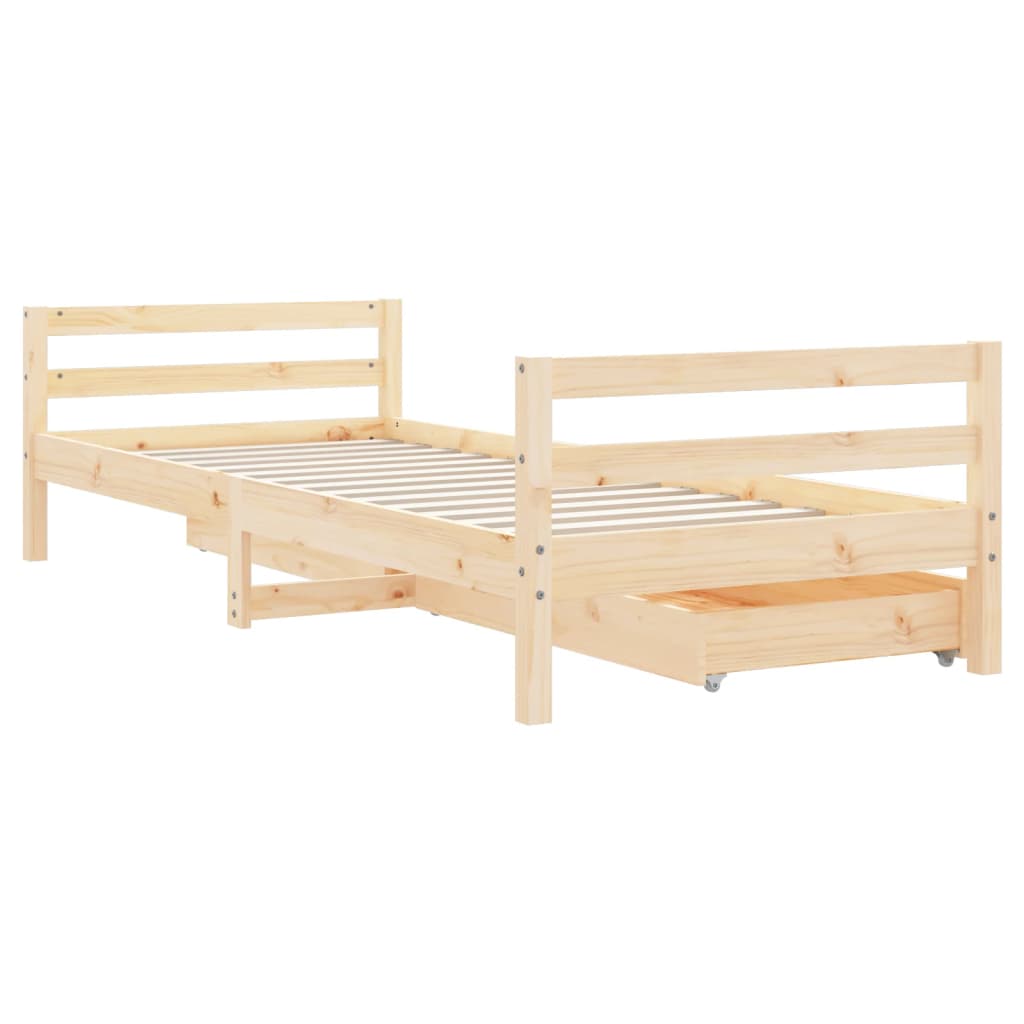 Kinderbedframe Met Lades 90X200 Cm Massief Grenenhout 90 x 200 cm Naturel