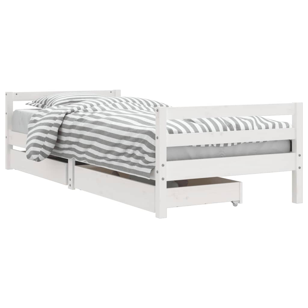 Kinderbedframe Met Lades 90X200 Cm Massief Grenenhout Wit 90 x 200 cm