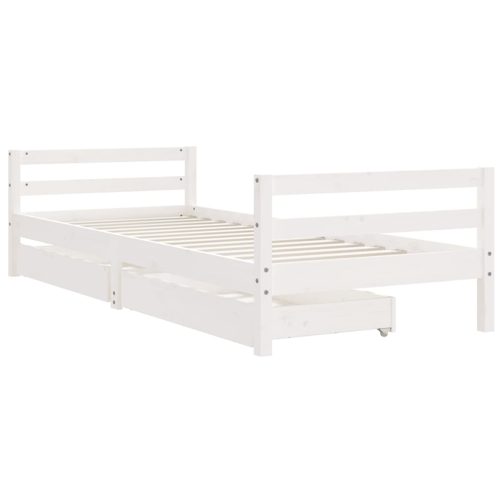 Kinderbedframe Met Lades 90X200 Cm Massief Grenenhout Wit 90 x 200 cm