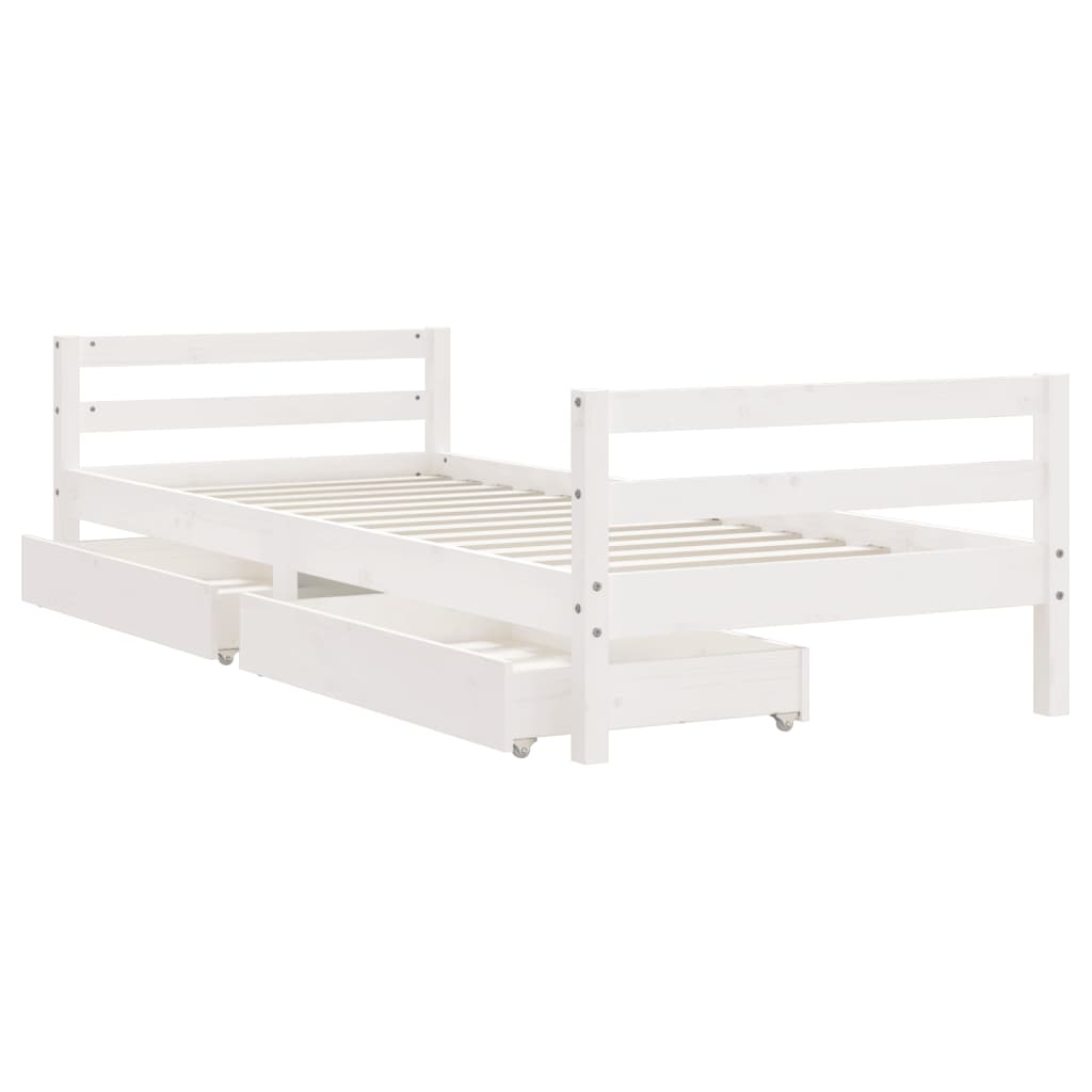 Kinderbedframe Met Lades 90X200 Cm Massief Grenenhout Wit 90 x 200 cm