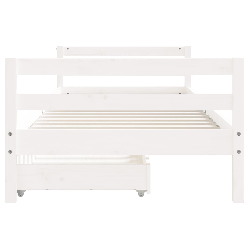 Kinderbedframe Met Lades 90X200 Cm Massief Grenenhout Wit 90 x 200 cm