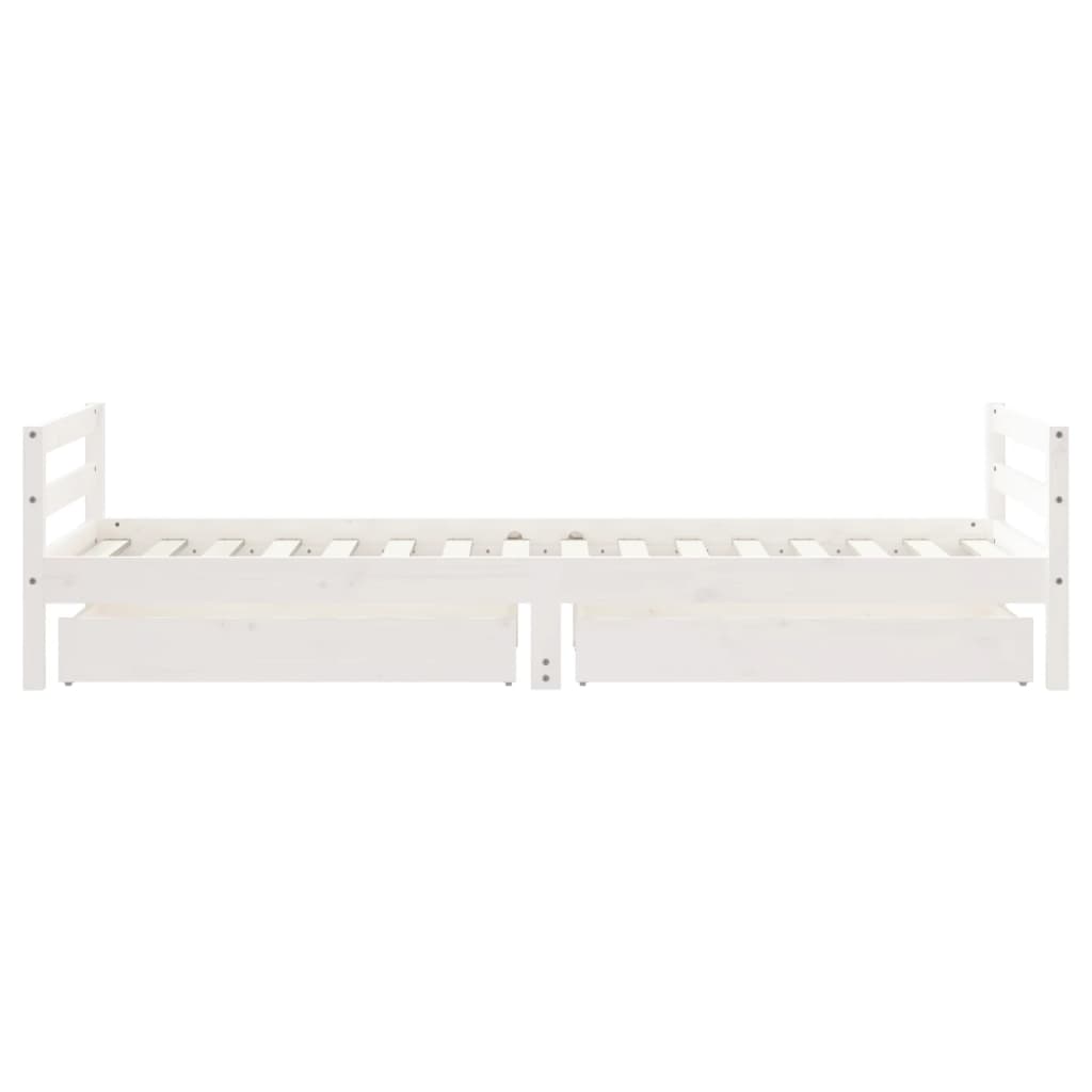 Kinderbedframe Met Lades 90X200 Cm Massief Grenenhout Wit 90 x 200 cm