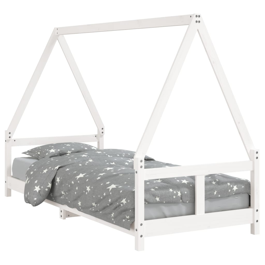 Kinderbedframe 80X200 Cm Massief Grenenhout Wit 80 x 200 cm