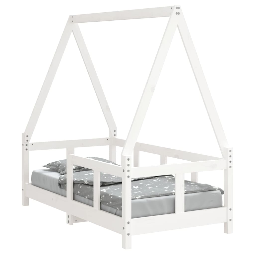 Kinderbedframe 70X140 Cm Massief Grenenhout Wit 70 x 140 cm