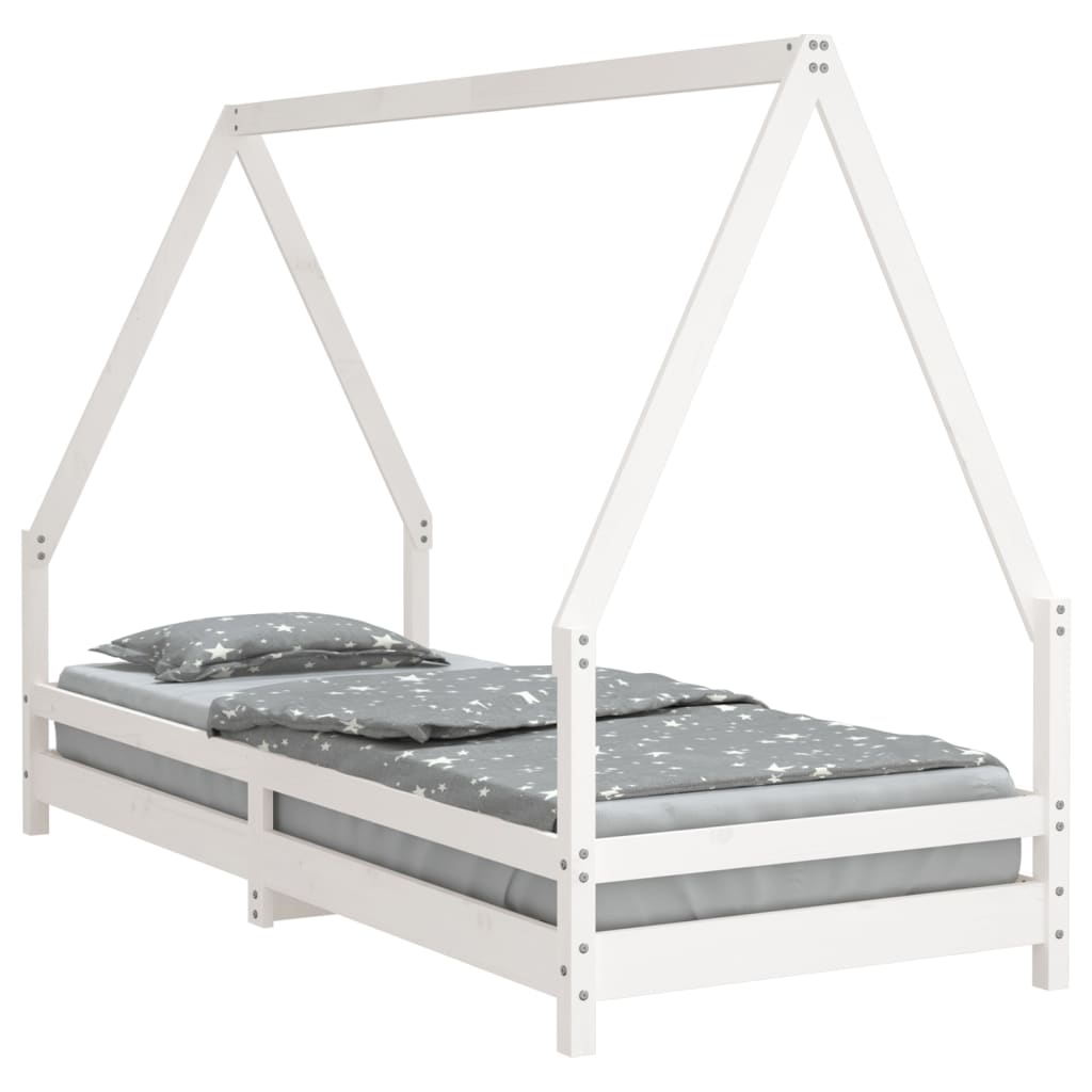 Kinderbedframe 90X200 Cm Massief Grenenhout Wit 90 x 200 cm