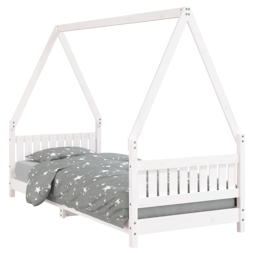 Kinderbedframe 80X200 Cm Massief Grenenhout Wit 80 x 200 cm