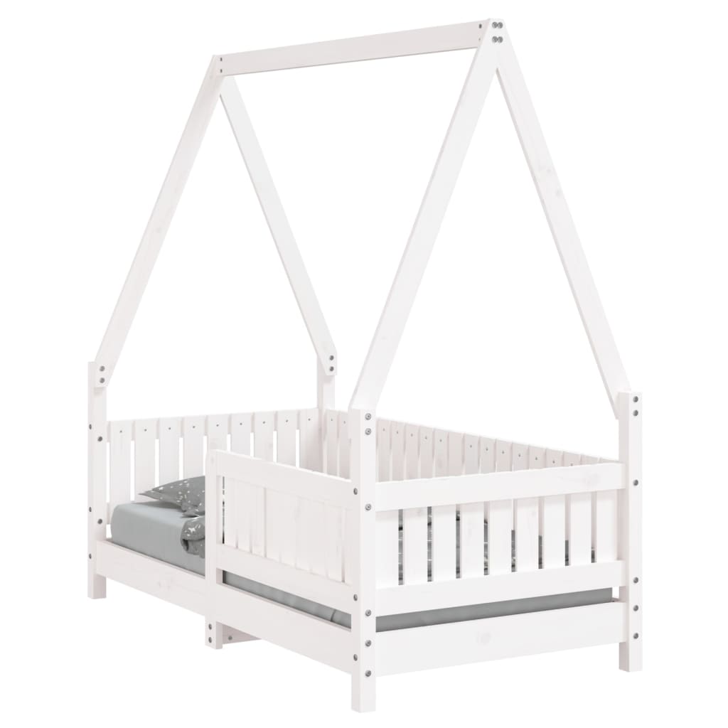 Kinderbedframe 70X140 Cm Massief Grenenhout Wit 70 x 140 cm