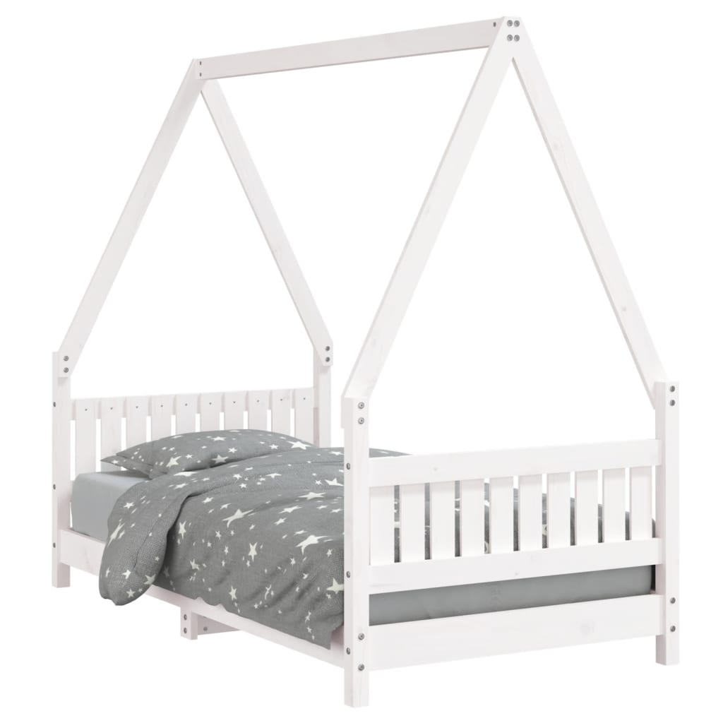 Kinderbedframe 80X160 Cm Massief Grenenhout Wit 80 x 160 cm