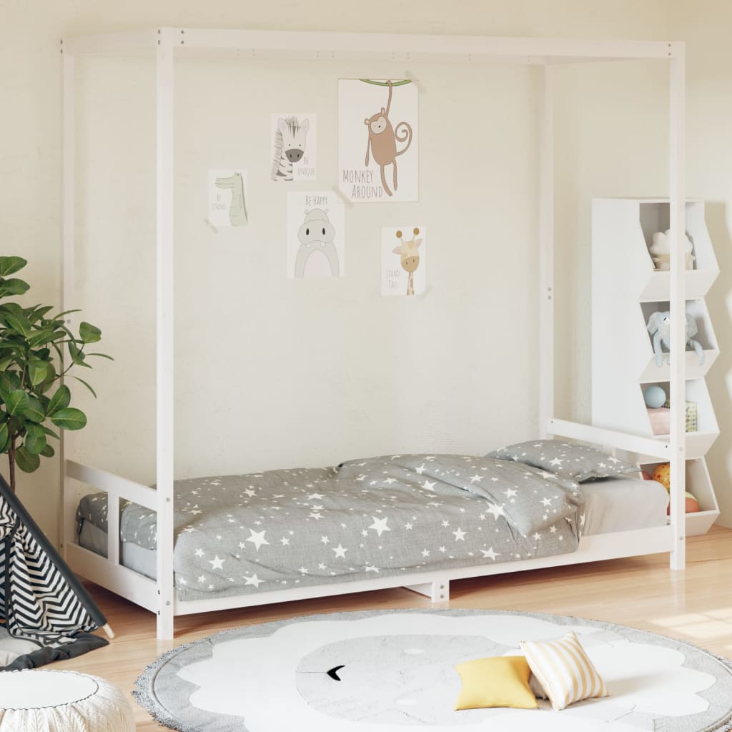 Kinderbedframe 80X200 Cm Massief Grenenhout Wit 80 x 200 cm