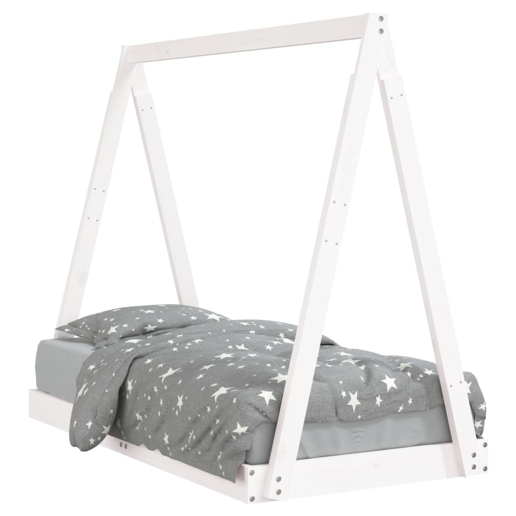 Kinderbedframe 70X140 Cm Massief Grenenhout Wit 70 x 140 cm