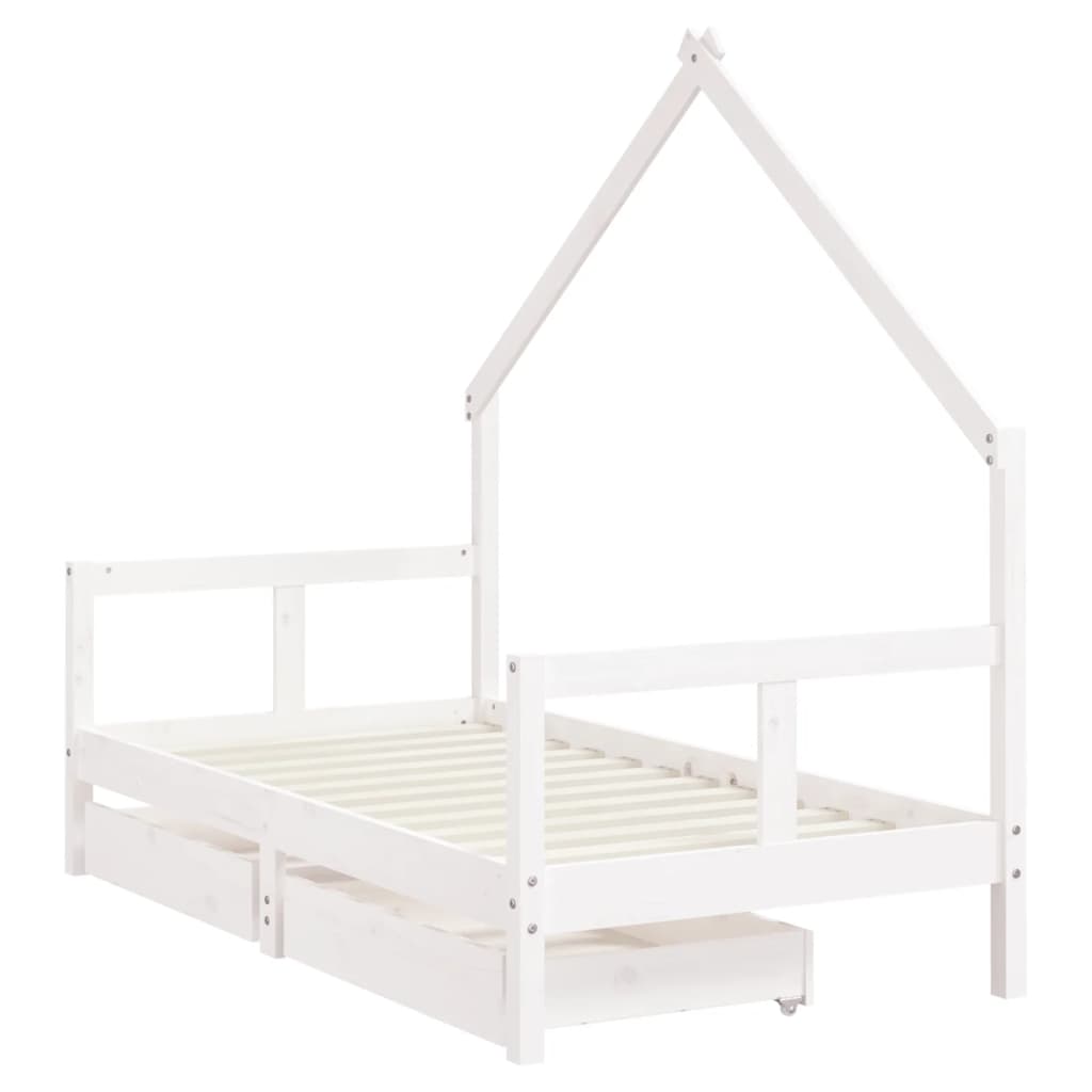 Kinderbedframe Met Lades 80X160 Cm Massief Grenenhout Wit 80 x 160 cm