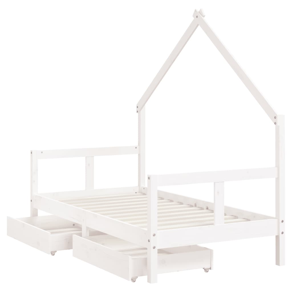 Kinderbedframe Met Lades 80X160 Cm Massief Grenenhout Wit 80 x 160 cm