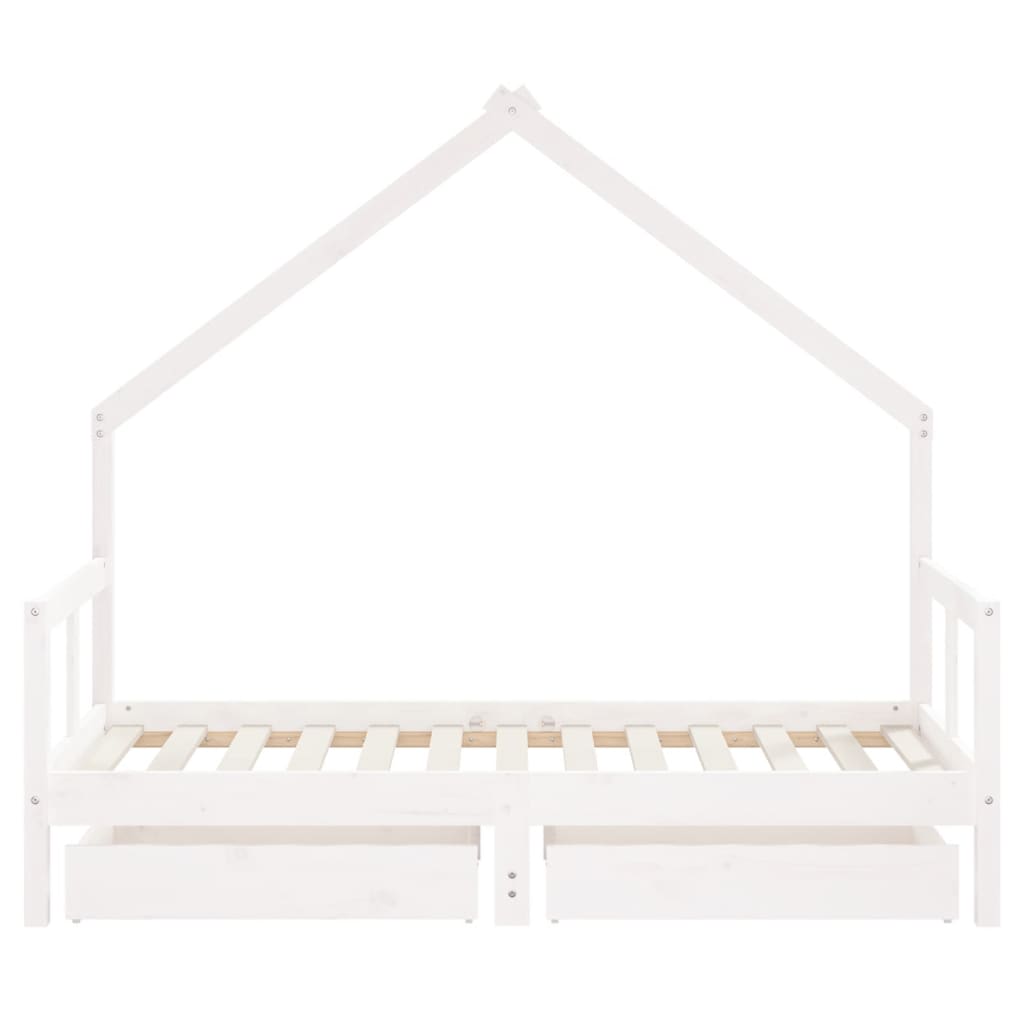 Kinderbedframe Met Lades 80X160 Cm Massief Grenenhout Wit 80 x 160 cm