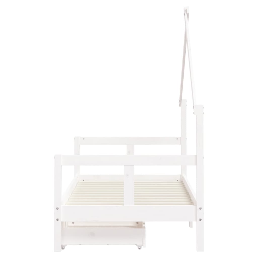 Kinderbedframe Met Lades 80X160 Cm Massief Grenenhout Wit 80 x 160 cm