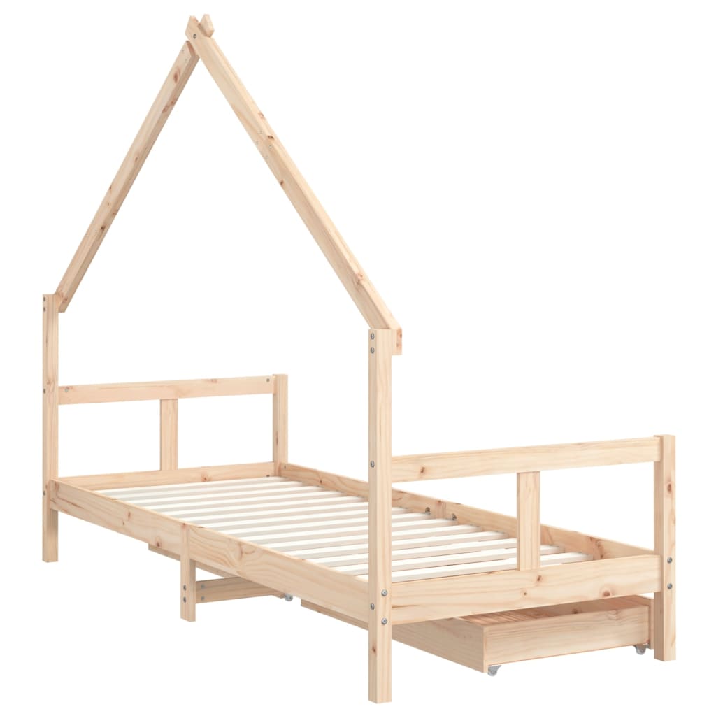 Kinderbedframe met lades 80x200 cm massief grenenhout