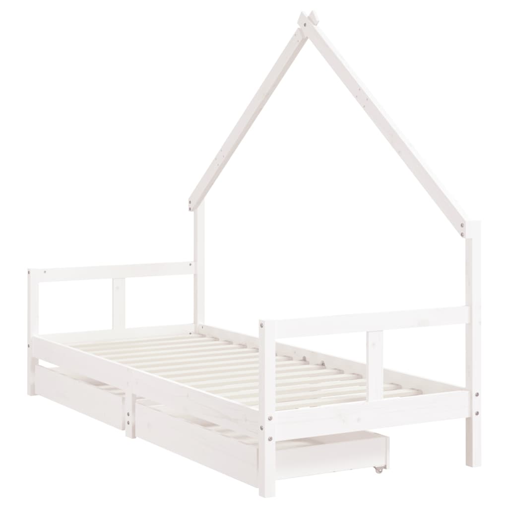 Kinderbedframe Met Lades 80X200 Cm Massief Grenenhout Wit 80 x 200 cm