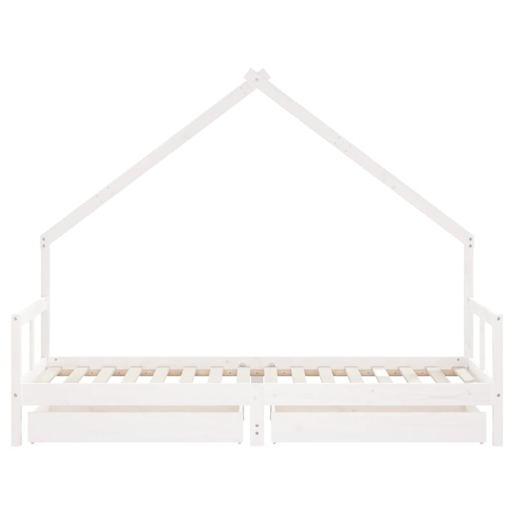 Kinderbedframe Met Lades 80X200 Cm Massief Grenenhout Wit 80 x 200 cm