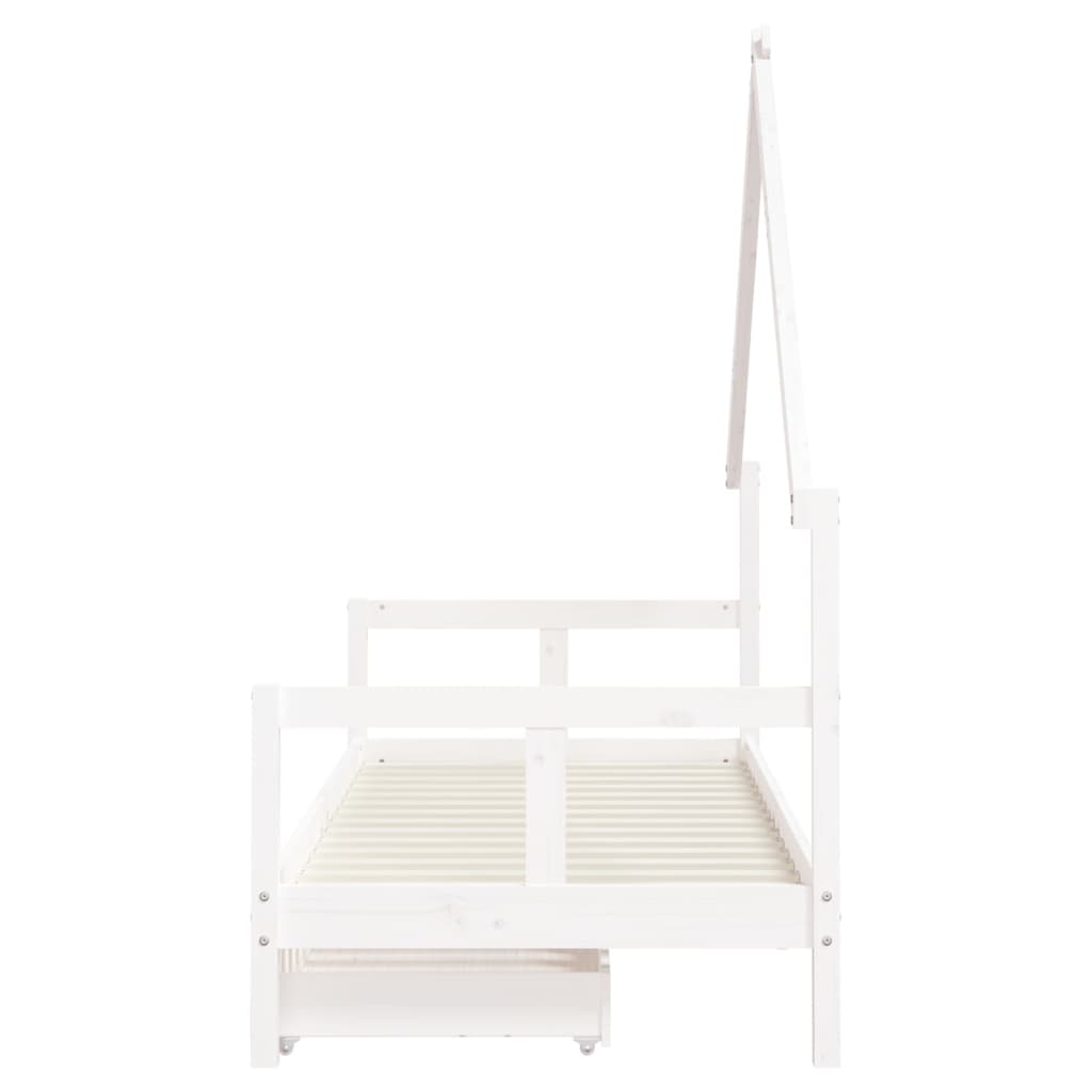 Kinderbedframe Met Lades 80X200 Cm Massief Grenenhout Wit 80 x 200 cm