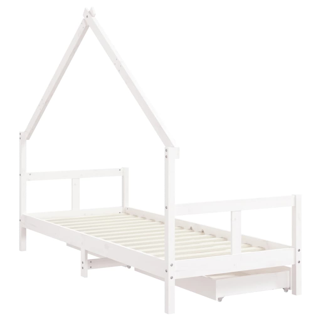 Kinderbedframe Met Lades 80X200 Cm Massief Grenenhout Wit 80 x 200 cm